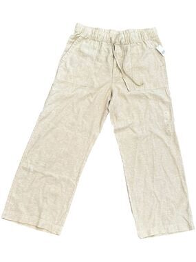 NWT GAP Linen Pants Wide Leg Beige Drawstring Waist Women’s Large New Coastal